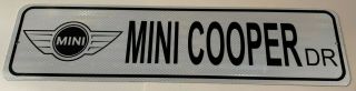 White Mini Cooper Drive Reflective Metal Street Sign