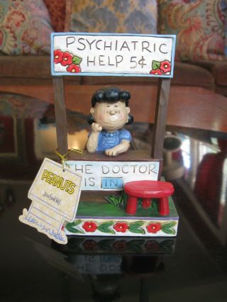Jim Shore Peanuts Lucy Psychiatric Help 5¢ Doctor Is In Figurine 4042386 Enesco