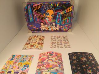 Rare Vintage Lisa Frank Large Trunk W/metal Handle,  Five Pages Of Stickers.  Wow