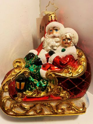 Christopher Radko Ornament Santa And Mrs Santa In A Sleigh 1019067 6.  0  H