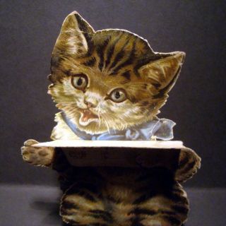 T57 - Kitten With Music Sheet - 3d Standing Victorian Card
