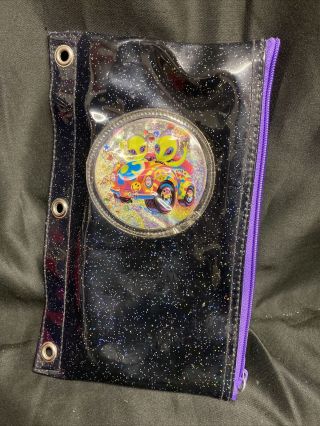 Vtg Lisa Frank 3 Ring Pencil Pouch Zoomer And Zorbit Aliens