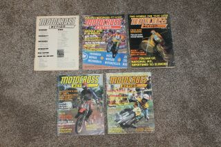 (5) Different 1974 Motocross Action Magazines - Aug,  Sep,  Oct,  Nov,  Dec