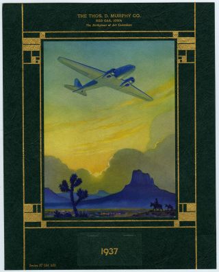 Rare 1937 Ruehl Heckman Thos.  D.  Murphy Sample Aviation Calendar Racing The Sun