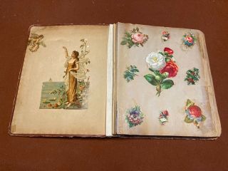 Antique Victorian Scrapbook Full Of Period Art 1876 2