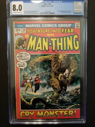 (adventure Into) Fear 10 Cgc 8.  0 Vf Marvel 1972 1st Solo Man - Thing Series