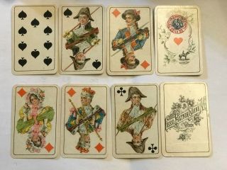 Miniature Vintage Over 100 - Years Old Piatnik Playing Cards