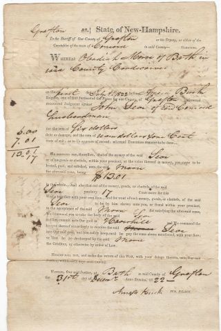 Revolutionary & Indian Stream War Veterans Hampshire Signed Document 1822