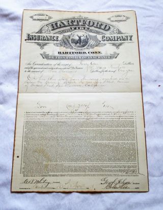 1883 Fire Insurance Policy For A Saloon In San Francisco On Pine Street