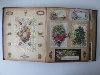 1871 VICTORIAN SCRAP ALBUM SOME DESIGNS CHRISTMAS CARDS 2