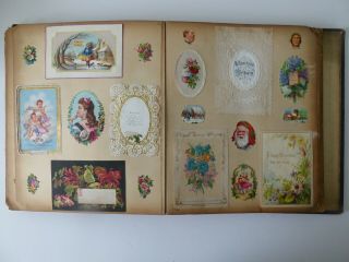 1871 VICTORIAN SCRAP ALBUM SOME DESIGNS CHRISTMAS CARDS 6