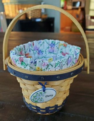 Longaberger Basket Cc May Series Miniature Daisy With Liner,  Protector,  Tie - On
