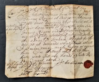 1724 Antique Colonial Legal Doc York Me John Woodman Discharge Francis Raynes