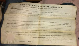 1844 Antique Wisconsin Territory Deed Signed By President John Taylor