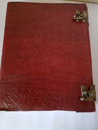 Vintage Large 10 X 13 Photo Album Scrapbook Leather Cover With Family Tree Embos
