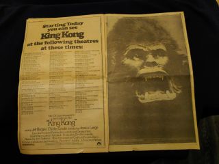 1976 December 17 Los Angeles Times Movie Promo Double Full Page King Kong (d75)