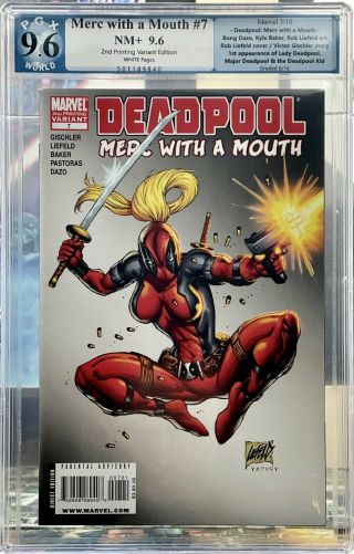 Deadpool: Merc With A Mouth 7,  2nd Print,  1st Lady Deadpool,  Pgx 9.  6 Nm (3/10)