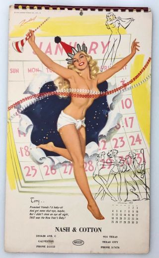 1953 Complete “Bill Randall’s DATE BOOK” Pin Up - Cheesecake Calendar 2