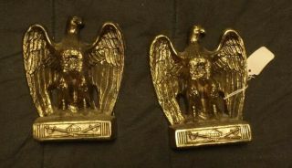Vintage Brass Eagle Bookends Crossed Swords