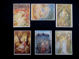 Six Vintage Sulamith Wulfing German Greeting Post Cards " The Ring " Scarce