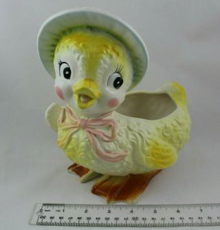 Vintage Relpo Duck Yellow Pink Bow Vase/planter Ceramic Figurine Samson 6035