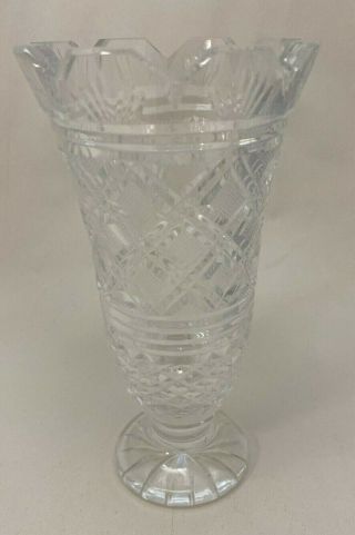 Waterford Crystal Vase 7 " Scalloped Cut Top Edge Gothic Mark