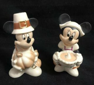 Lenox Disney Salt & Pepper Shaker Set Pilgrim Mickey & Minnie Mouse Thanksgiving