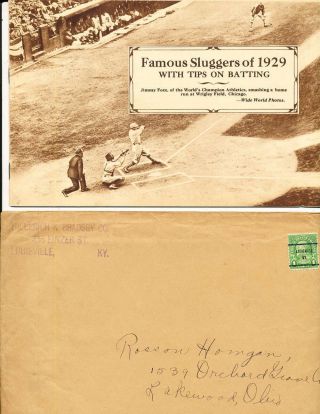 1929 Famous Sluggers Baseball Yearbook Jimmy Foxx W/envelope Em