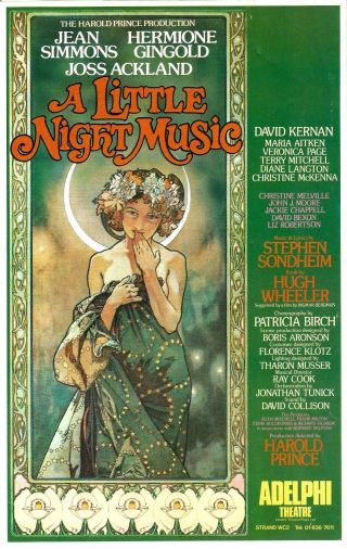 Stephen Sondheim " A Little Night Music " Jean Simmons 1975 London Opening Flyer