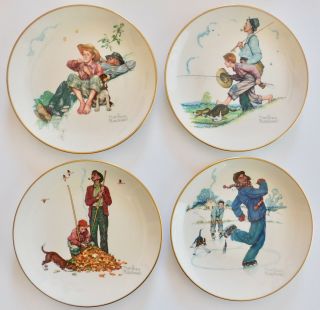 Norman Rockwell 1974 Four Seasons GRANDPA AND ME Set of 4 Plates Gorham China 2