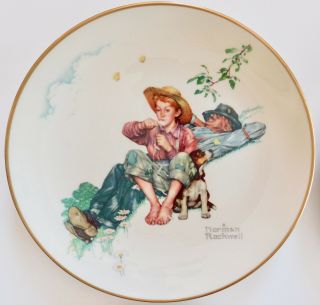 Norman Rockwell 1974 Four Seasons GRANDPA AND ME Set of 4 Plates Gorham China 3