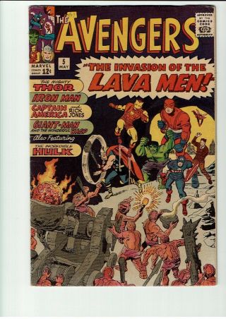 Avengers 5 Fine Jack Kirby Art " Invasion Of The Lava Men "