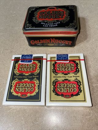 Vintage Golden Nugget Casino Playing Cards R/g Tin Atlantic City Vegas