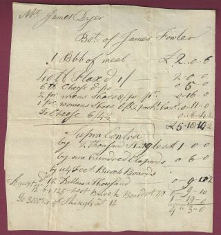 American Colonial Era Manuscript Document,  James Dyer,  James Fowler,  1785