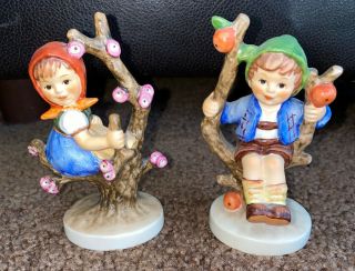 Goebel Hummel Apple Tree Girl And Boy 141 3/0 142 3/0 Figures Figurines Germany