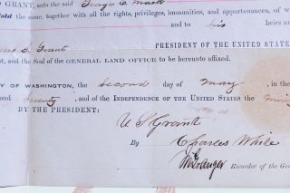 Ulysses S Grant Signed United States Land Deed/grant 1870 San Francisco,  Ca