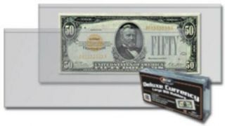 Case Of 400 Bcw Deluxe Semi - Rigid Vinyl Currency Holder - Older Large Bill Size