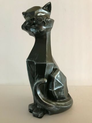 Mcm Black Vintage 1961 Cubist Cat Sculpture Universal Statuary Chicago
