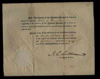 1818 Cadet Appointment Document Signed By Secretary Of War John Calhoun