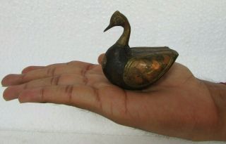 Vintage Old Hand Crafted Brass Fitted Duck Statue,  Collectible