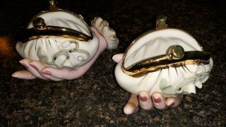 Vintage Napco Manicured Hand Holding Change Purse Ceramic Planters If671