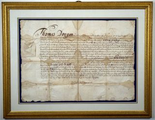 1686 Ny Lt.  Gov.  Thomas Dongan Deed For Land On Staten Island To Edward Antill