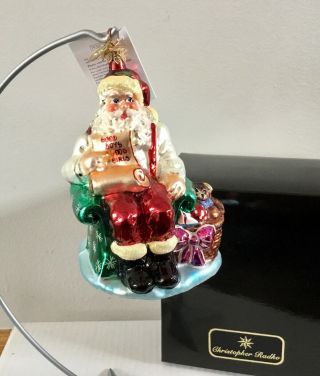 Longaberger Homestead Christopher Radko Santa Claus Glass Christmas Ornament
