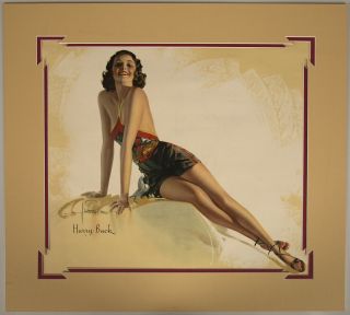 1930s Rolf Armstrong Matted Pin - Up Print Lounging Flapper Hurry Back