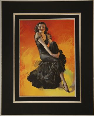 Fine Rolf Armstrong Matted Pin - Up Print Jewel Flowers I 