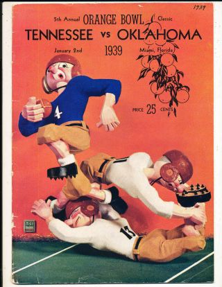 1939 Orange Bowl Football Program Tennessee Vs Oklahoma