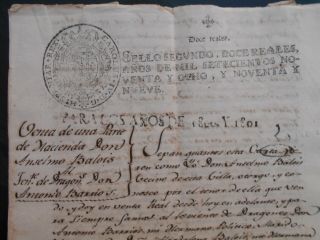 Peru Spain Colonial Document Manuscript Hacienda - Contract 1801 At Moquegua