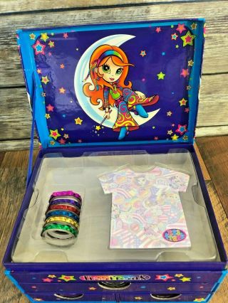 Vtg Lisa Frank Stationary Chest Hippie Moon Girl Stickers Paper Storage Box