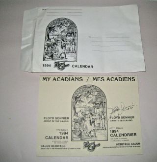 1994 Floyd Sonnier Calendar Signed My Acadians With Envelope Doc Beauregard