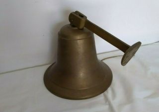 Vintage Large Brass Ship Bell,  Wall Mounted,  8  Diameter,  8  Tall